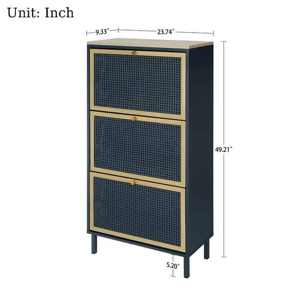 Bohotic Mid-Century Modern Style 3 Flip Drawers Shoe Cabinet Free ...