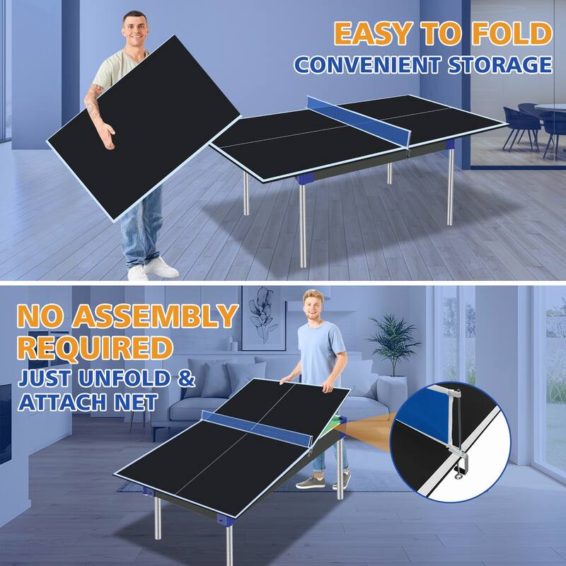 6*3ft Grey Mid-Size Ping Pong Conversion Top Foldable & Portable Table Tennis Table Top for Indoor Games