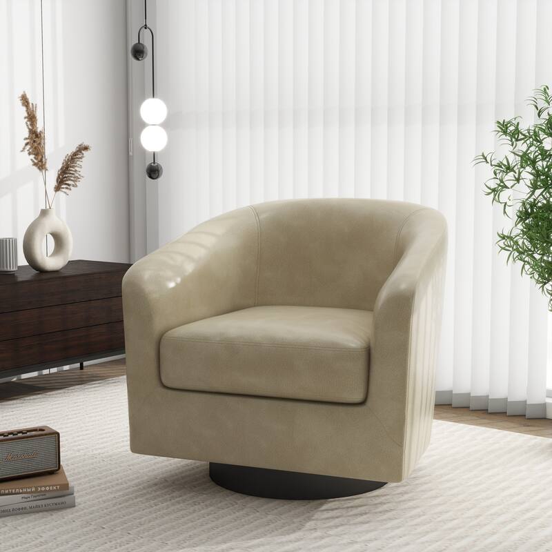 Round Barrel Armchair 360-Degree Swivel Accent Chairs