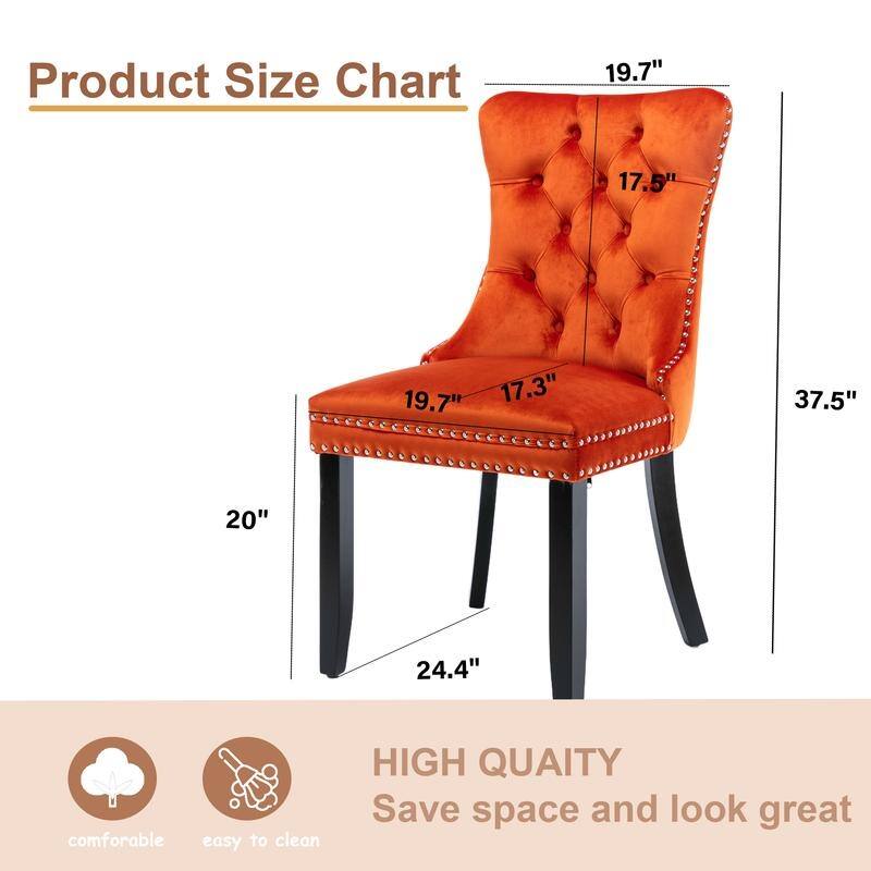 Modern Tufted Velvet Upholstered Nailhead Dining Chair Set of 6