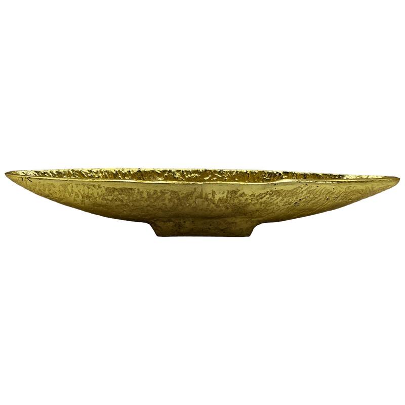 14 Inch Wide Decorative Handmade Aluminum Modern Tray - 14 x 3 x 2 in - Gold