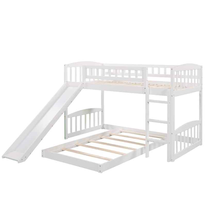 Roomfitters Twin Over Twin Bunk Bed with Slide and Ladder, White