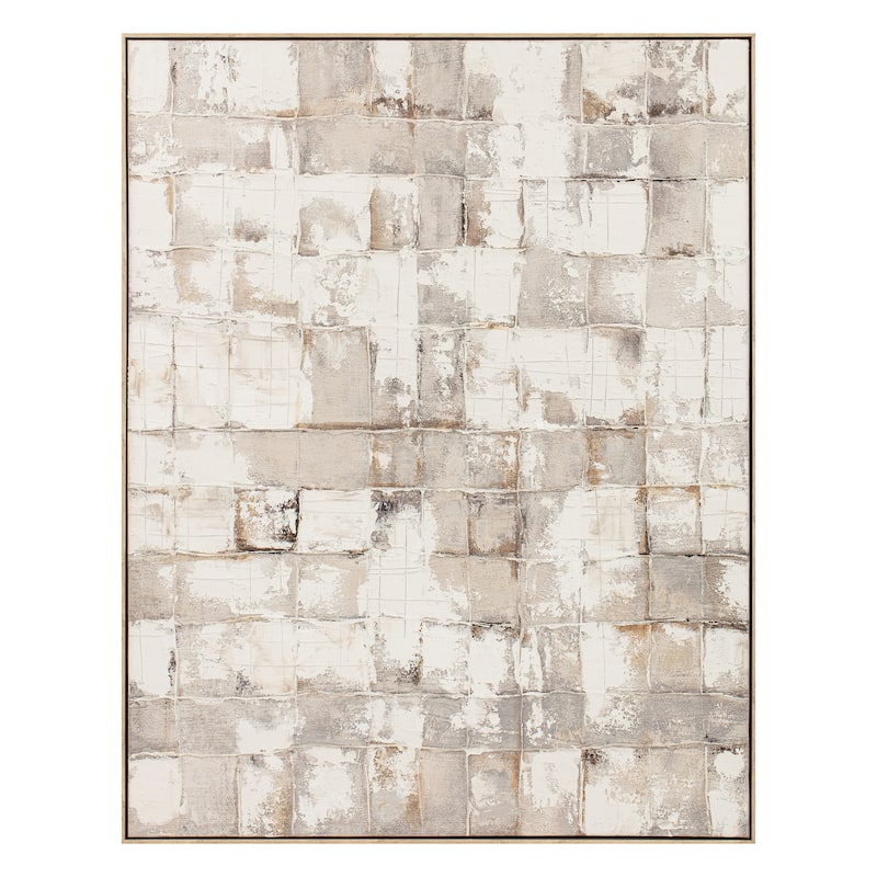 Canvas Wall Art Framed Handpainted Neutral Toned Palette - 2" Multi