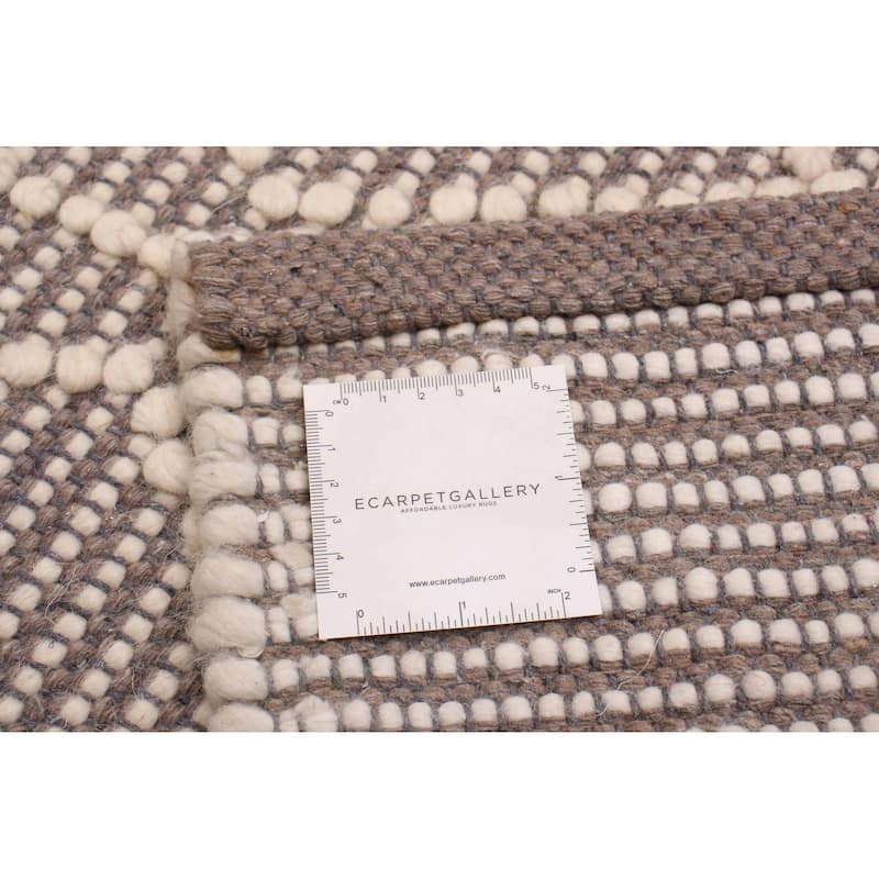 ECARPETGALLERY Braid weave Sienna Taupe Wool Rug - 6'1 x 8'8