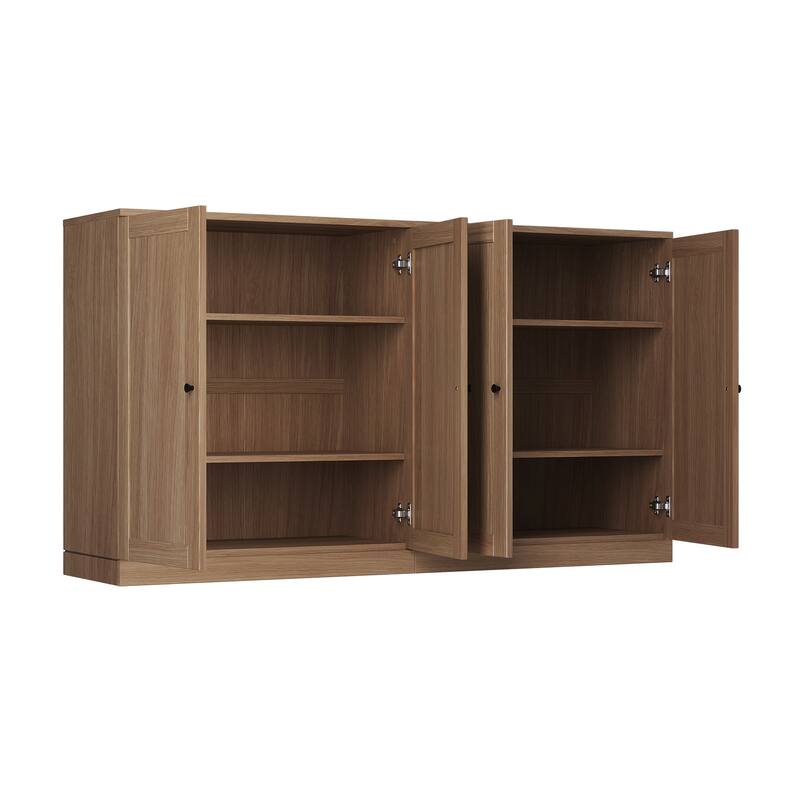 Palace Imports Premium 100% Solid European Oak Hardwood Modular Dining Room Sideboard with Shaker Doors - 64" Wide, 35.75" Tall