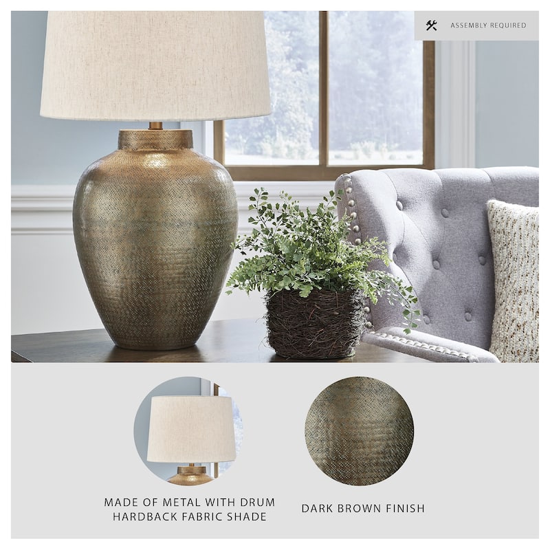 Signature Design by Ashley Madney Antique Gold Finish Table Lamp - 17" W x 17" D x 28.25" H