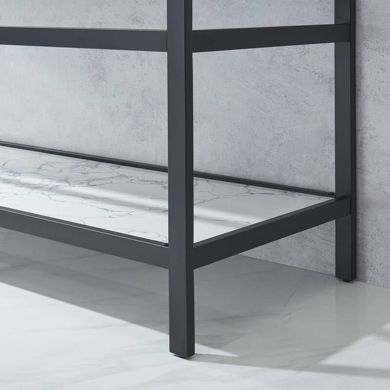 Ecija Bath Vanity, Metal Support with Composite Stone Top and Mirror