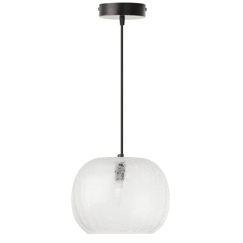 River of Goods Black Metal and Glass 9.75-Inch Pendant Light with Adjustable Hanging Cord - 9.75" x 9.75" x 9.75/68.75"