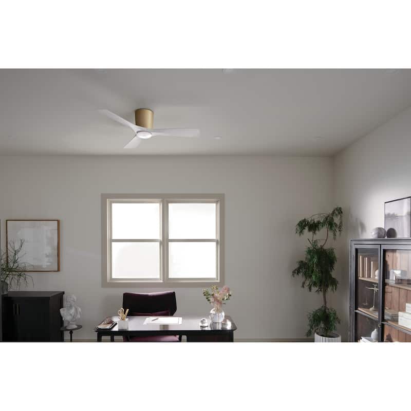 48 Inch Volos 3 Blade Indoor Ceiling Fan in Champagne Bronze with Matte White Blades