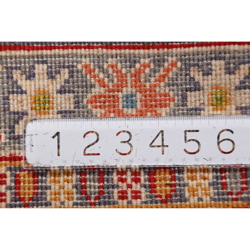 Geometric Kazak Accent Rug Hand-Knotted Oriental Blue Wool Carpet - 2'0"x 3'0"