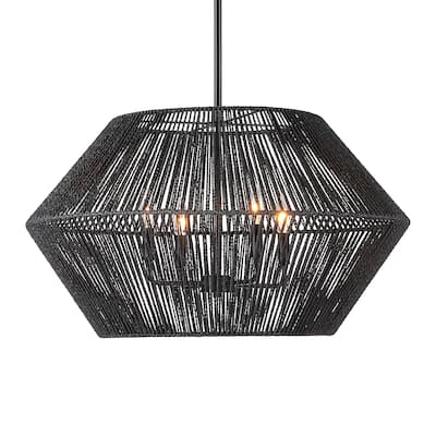 Uttermost Suva 4 Light Black Rope Pendant - 16H x 28 Dia in.