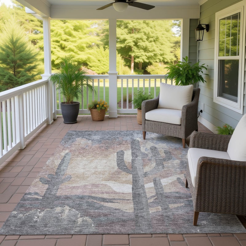 Machine Washable Indoor/ Outdoor Desert Inspiration Chantille Rug