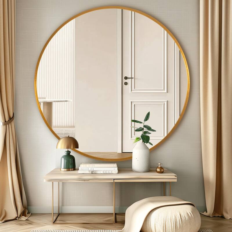 Large Round Mirror Wall Decor for Bathroom and Home, Metal Frame