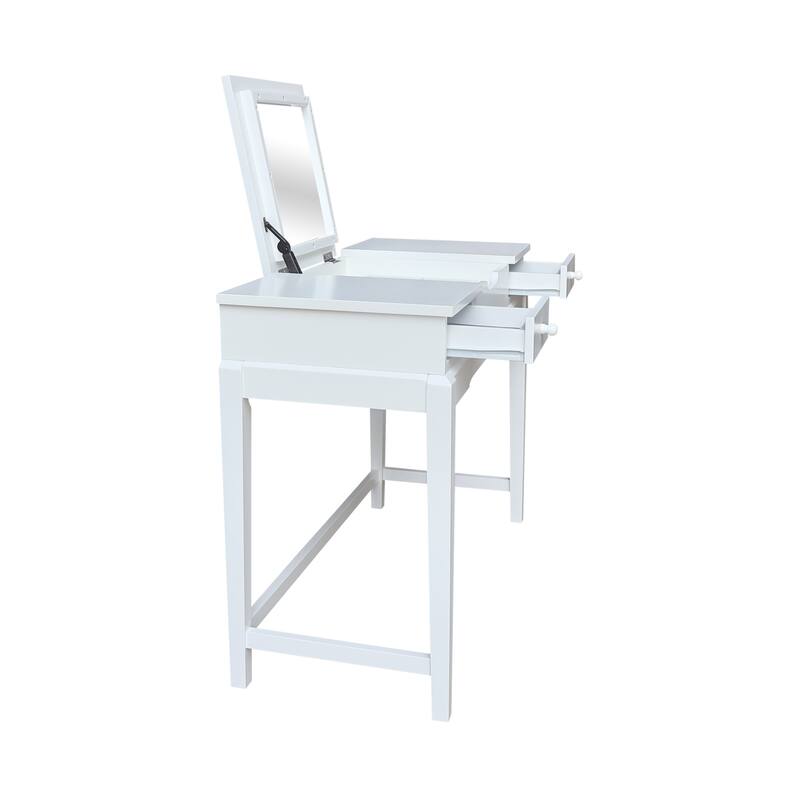 Solid Wood Vanity Table with Vanity Bench (Snow White Finish)