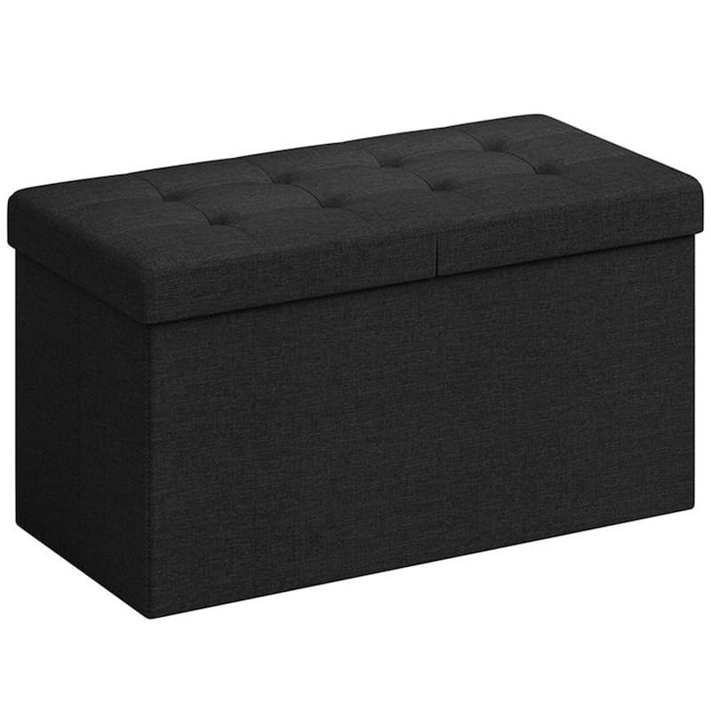 21.1-Gal Storage Ottoman Bench, Folding Storage Chest, Footstool with Flip-Up Lid, Padded Seat - 29.9"L x 15"W x 15"H