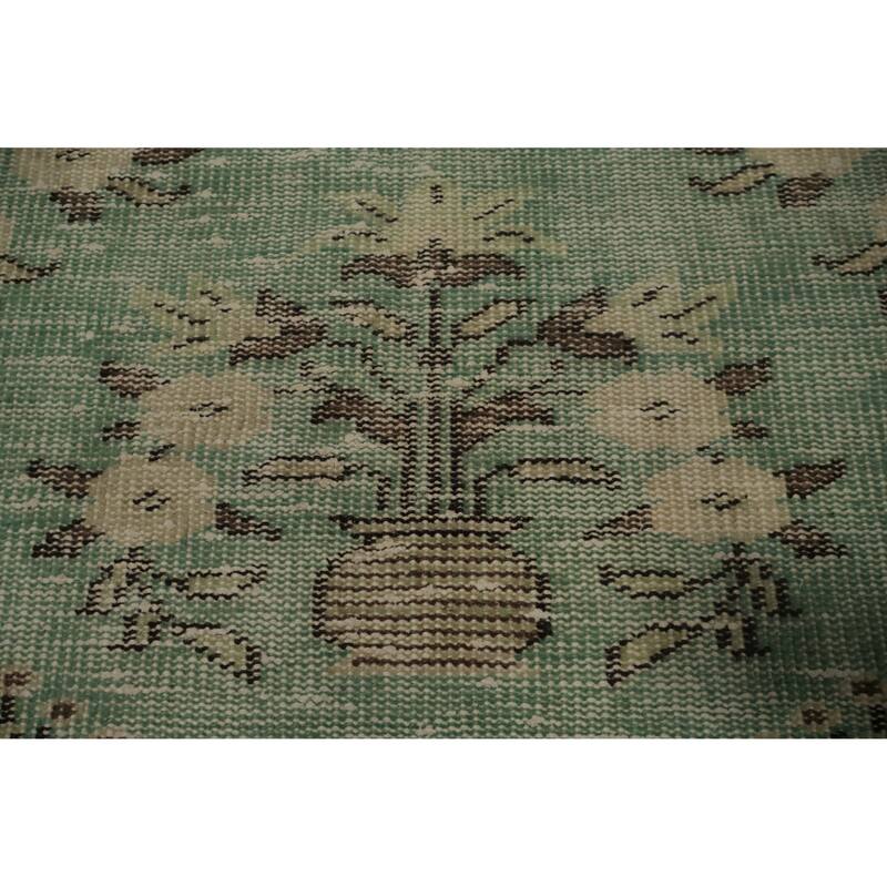 Hand Knotted Oriental 100% Wool Carpet Transitional Floral Green Anatolian Area Rug - 7' 9'' X 4' 10''