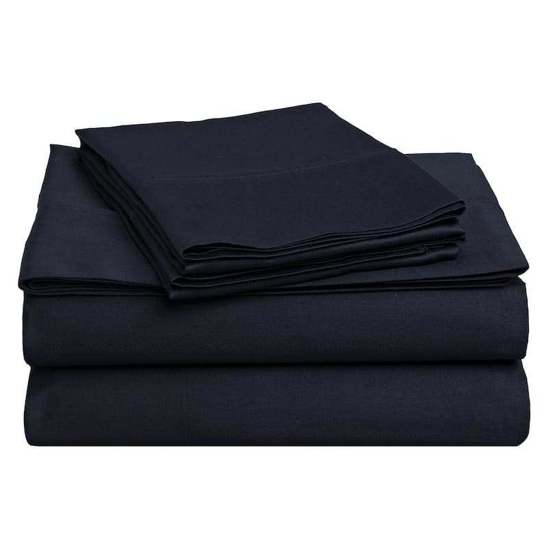 Superior Egyptian Cotton Solid Sateen Bed Sheet Set - Twin - Navy