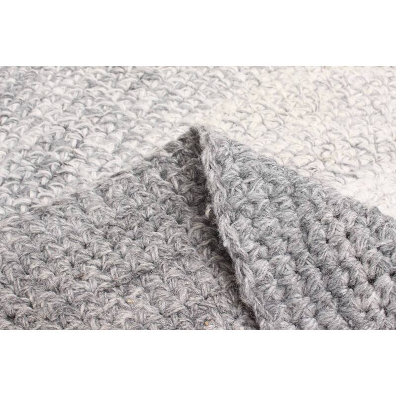 ECARPETGALLERY Braid weave Sienna Light Grey Wool Rug - 4'0 x 4'0