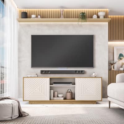 Modern TV Stand for TVs Up to 70", Oak