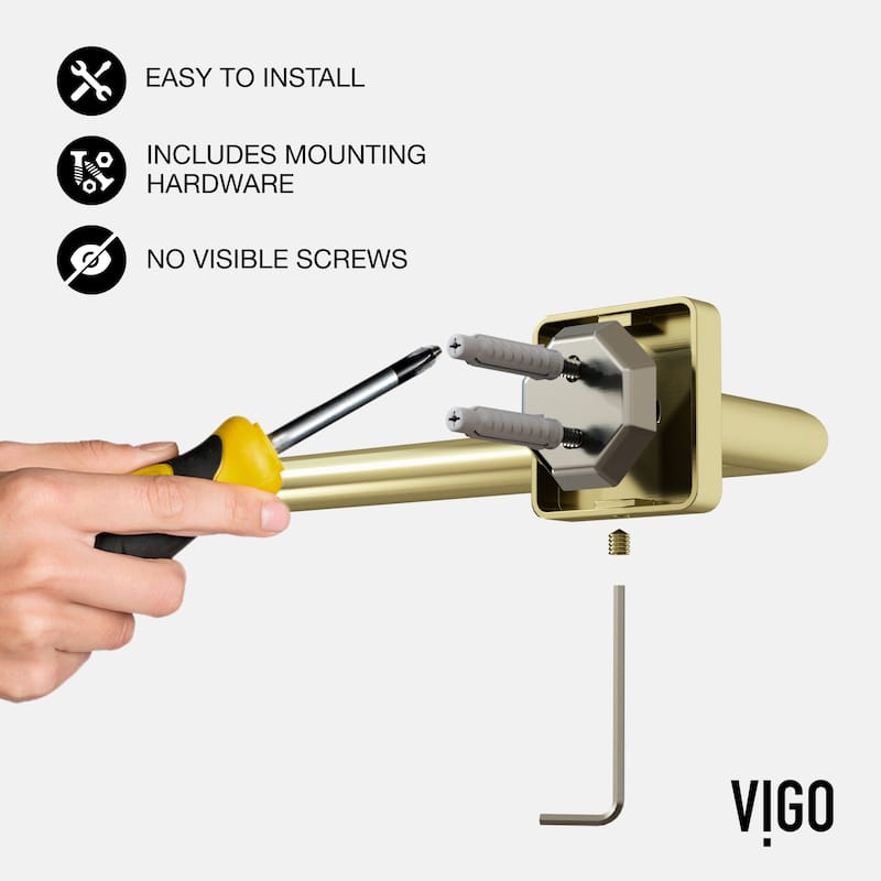 VIGO Satro 4-Piece Bathroom Hardware Accessory Set with 24 in. Towel Bar, Toilet Paper Holder, Hand Towel Holder, Hook