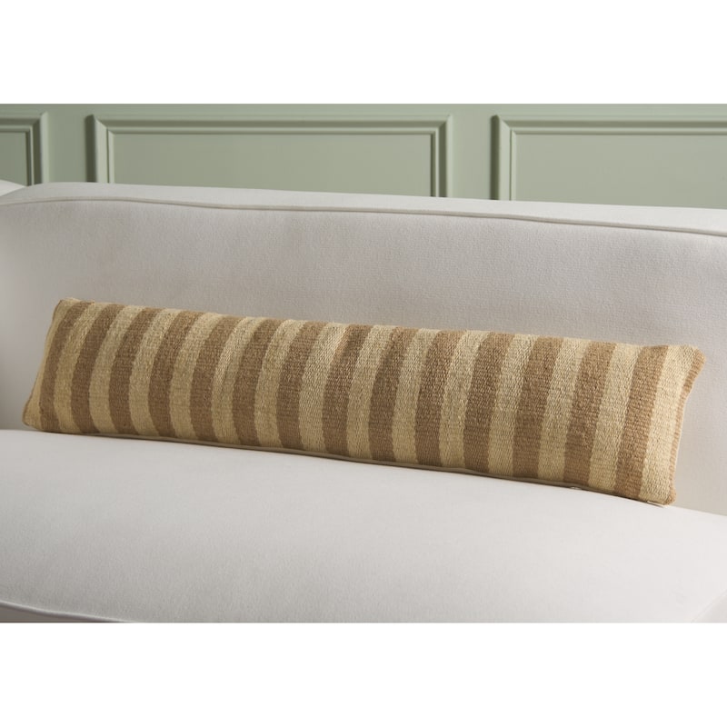 SAFAVIEH Home Nomy 8 x 36-inch Mustard/Beige Jute Bolster Pillow