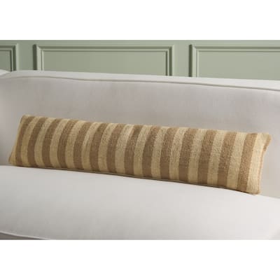 SAFAVIEH Home Nomy 8 x 36-inch Mustard/Beige Jute Bolster Pillow