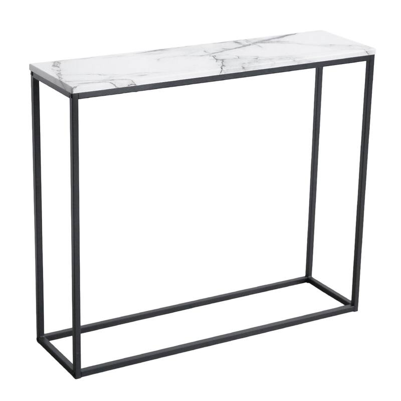 Roomfitters White Faux Marble Console Table, Bar Table for Dining Room, Living Room Sofa Table