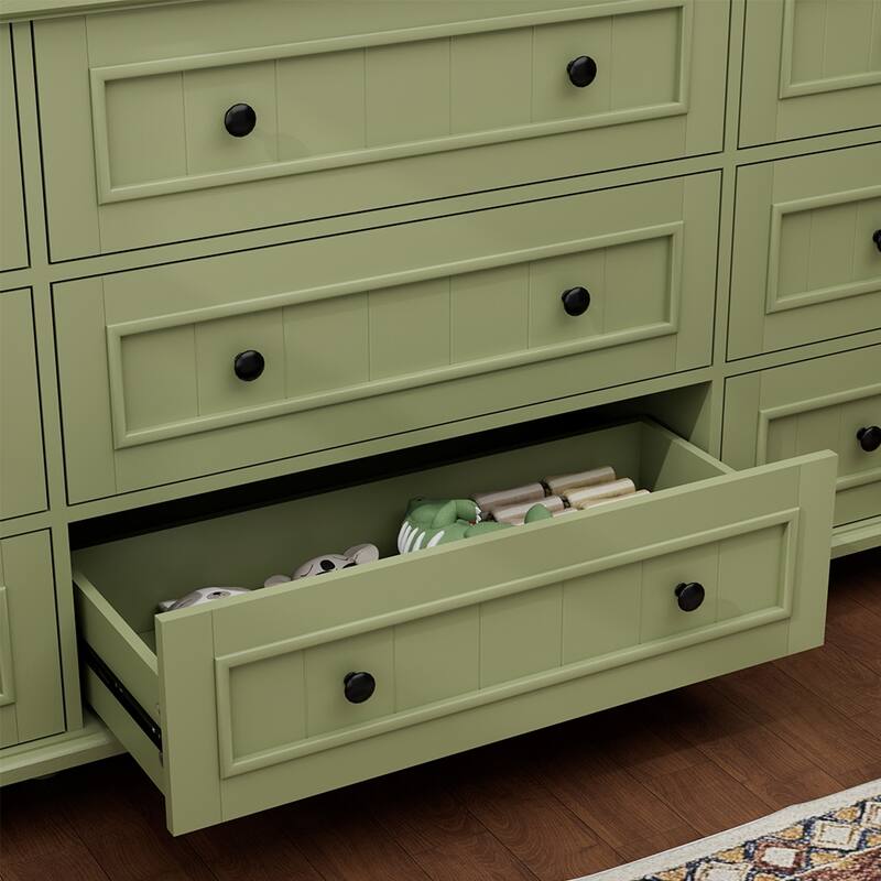 Vintage 9-Drawer Dresser Retro Storage Cabinet with Solid Legs