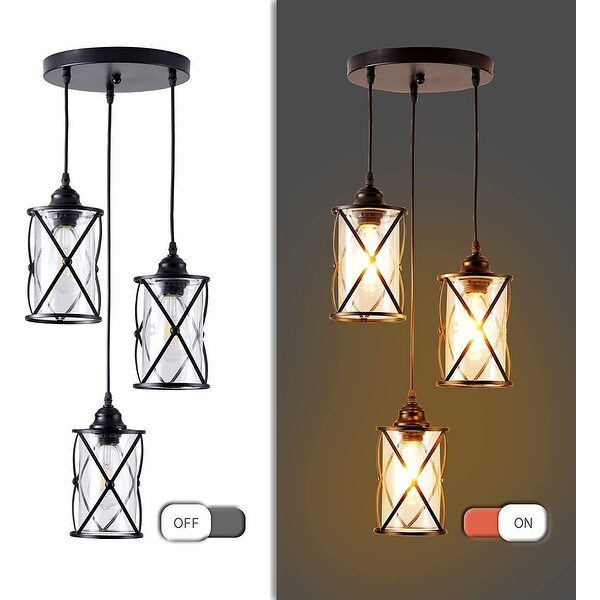 3 light black chandelier metal cage ceiling pendant light