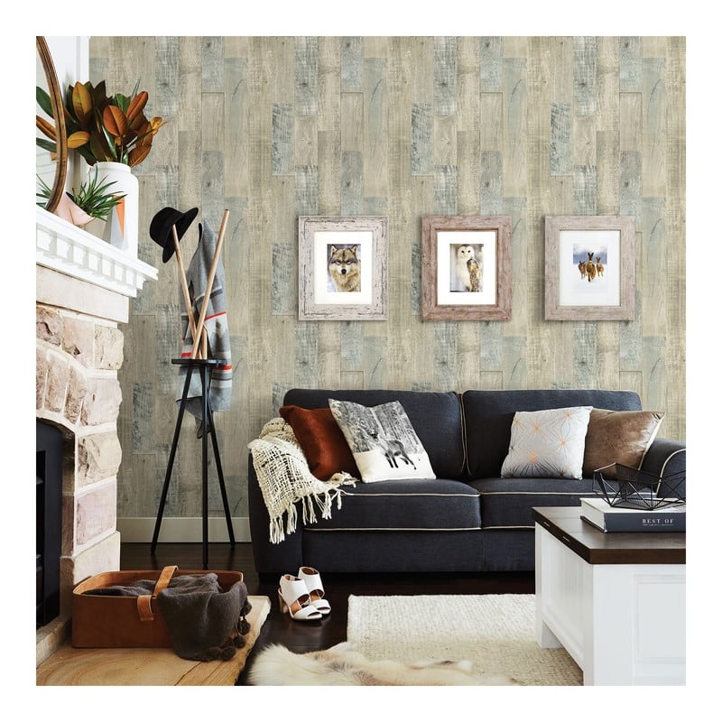 Chesapeake Chebacco Beige Wooden Planks Wallpaper - 20.5 x 396 x 0.025