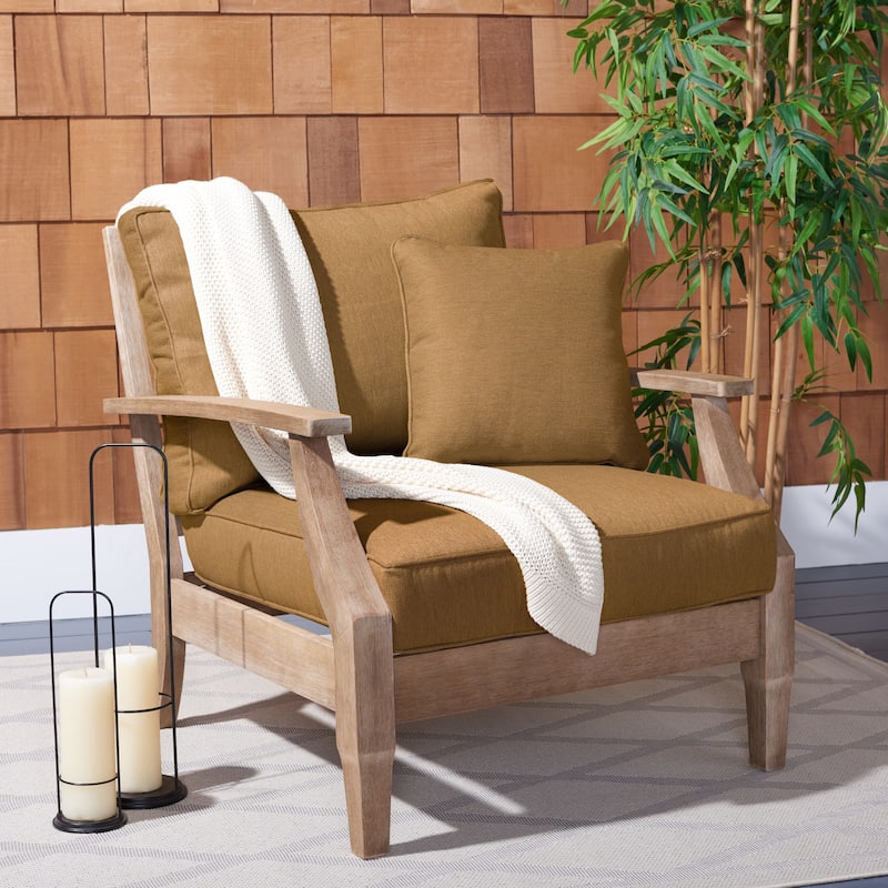 SAFAVIEH Couture Outdoor Patio Furniture Martinique Wood Arm Chair - 31"W x 36"D x 33"H