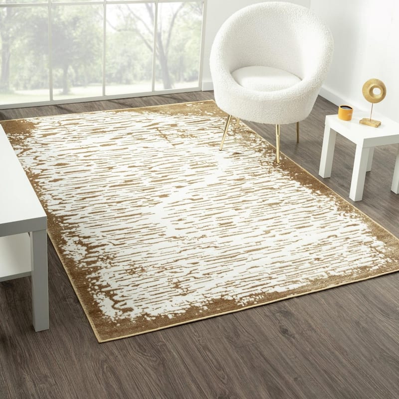Luxe Weavers Artistic Textured Metallic Area Rug - 4x5 - Gold