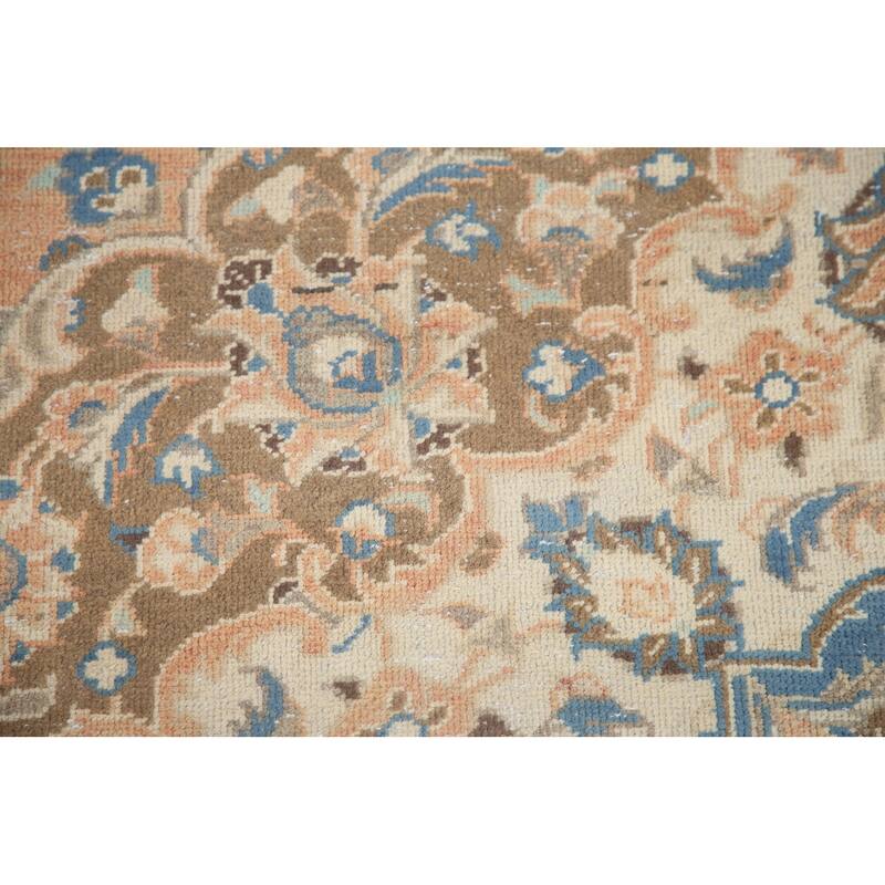 Hand Knotted Oriental 100% Wool Carpet Traditional Floral Pink Mashad Area Rug - 13' 2'' X 9' 9''