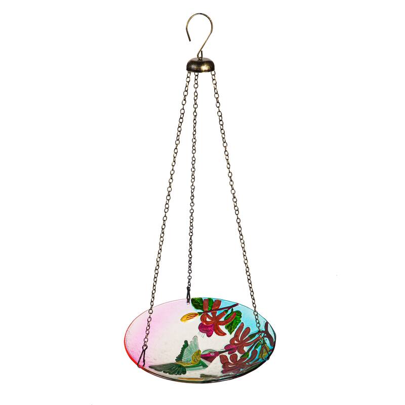 Hummingbird Flutter Hanging Glass Birdbath