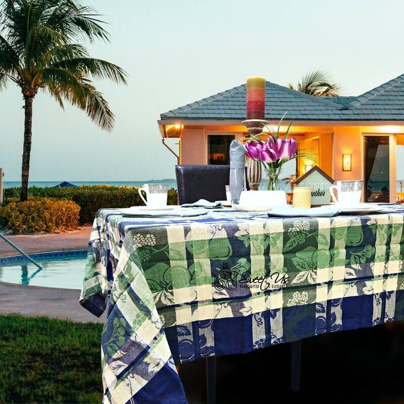Plaid Jacquard Cotton Delicate Floral Tablecloth Collection