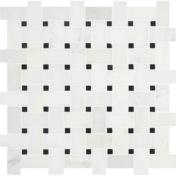 MSI SMOT-ARA-BWP Greecian White - 12" x 12" Basketweave Mosaic Sheet - Honed Marble Visual - Sold by Carton (10 SF/Carton)