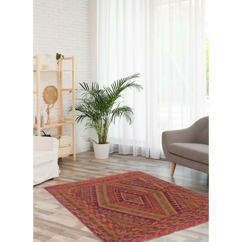 ECARPETGALLERY Hand-knotted Tajik Caucasian Purple Wool Rug - 3'11 x 3'11