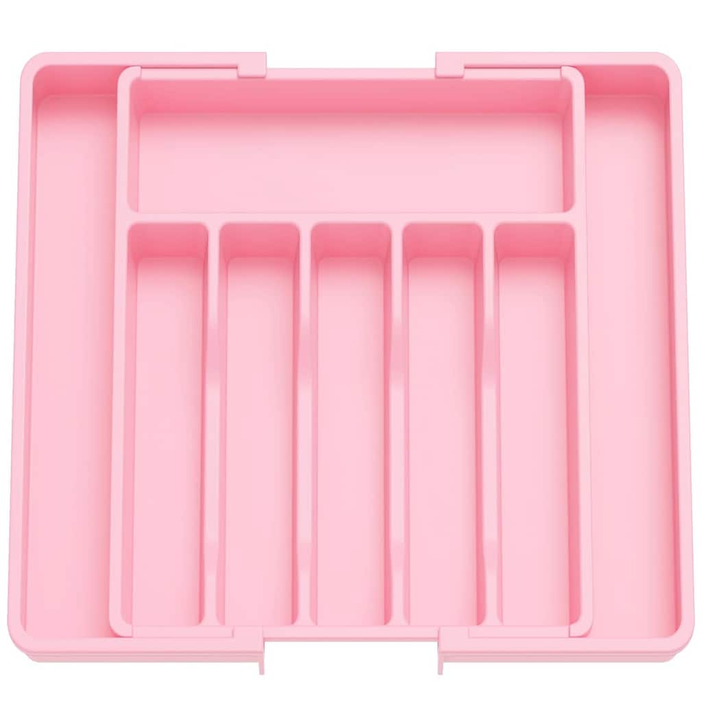 BPA-Free Expandable Silverware Drawer Organizer-Pink Large
