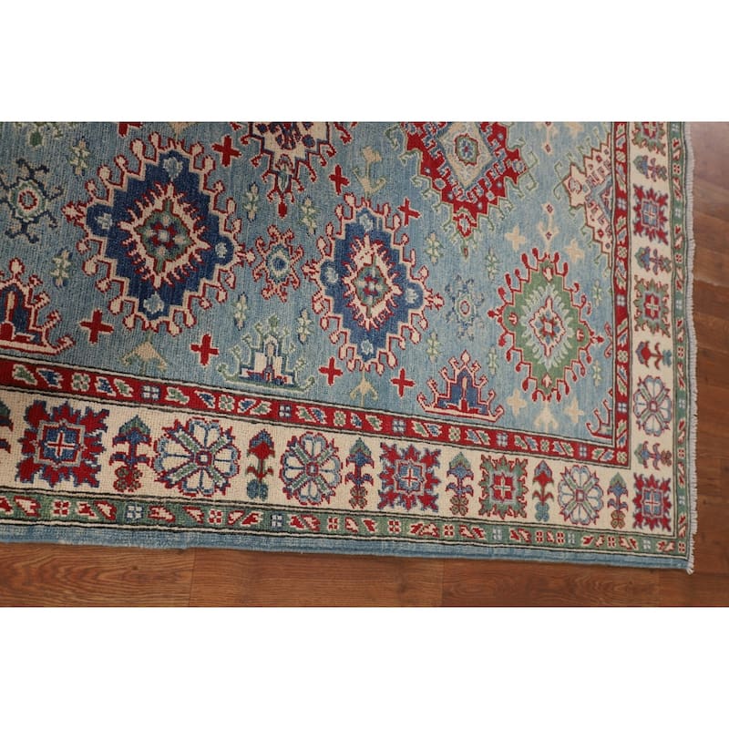 Light Blue Kazak Oriental Rug Handmade Wool Carpet - 5'0" x 6'6"