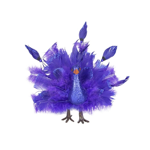 9 5 Colorful Purple And Blue Regal Peacock Bird With Open Tail Feathers Christmas Decoration