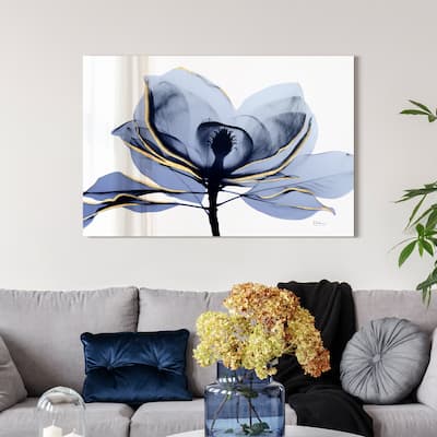 "Golden Midnight 2" Frameless Free Floating Tempered Glass Panel Graphic Wall Art