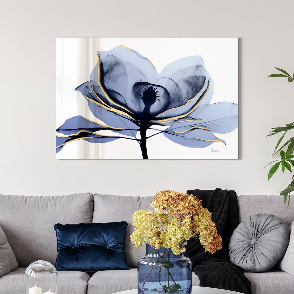 "Golden Midnight 2" Frameless Free Floating Tempered Glass Panel Graphic Wall Art