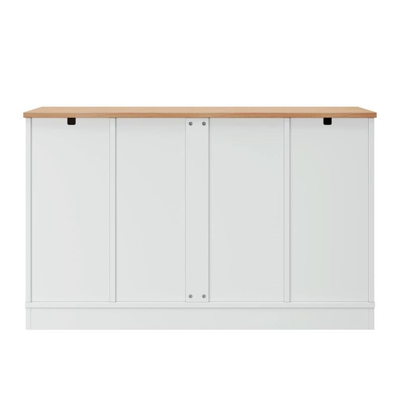 53.7" Kitchen Island Storage with 3-Tier Pull-Out Rack and Adjustable Shelves for Kitchen, Dining Room