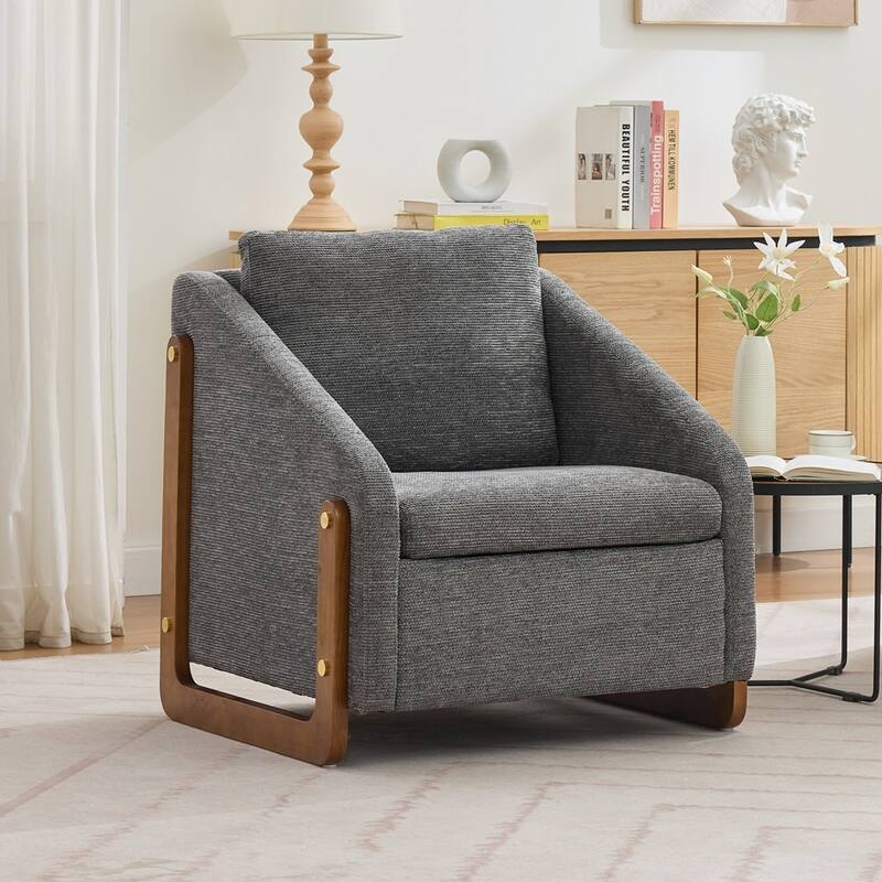 Modern Upholstered Armchair Chenille Fabric Accent Leisure Chair