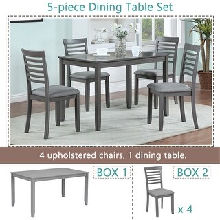 Modern Dining Set 5 Piece, Rectangular Wooden Dining Table with 4 ...