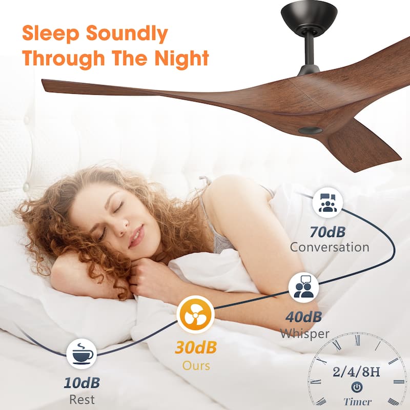 52" Black/ Brown Modern Downrod Ceiling Fan with Remote Control