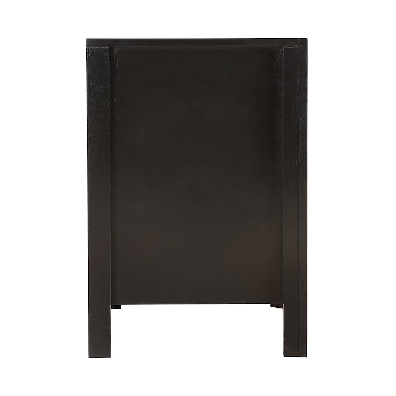 Black Nightstand 25x22x17 with Two Drawers, Compact Bedside Table for Storage and Sleek Modern Bedroom Accent Furniture