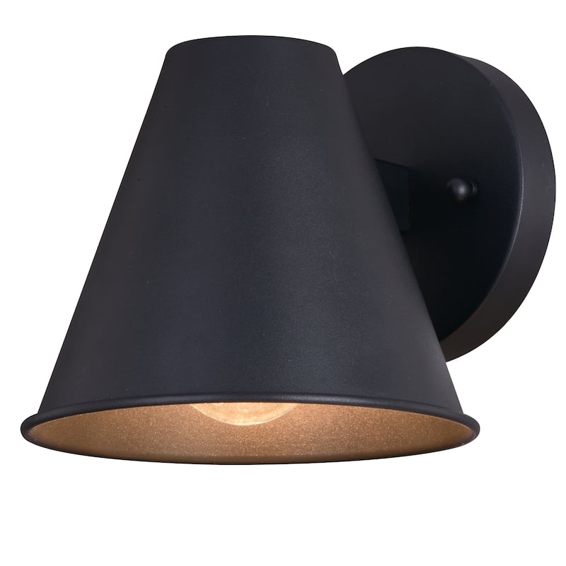 Smith 1-Light Modern Contemporary Indoor-Outdoor Wall Sconce with Metal Cone Shade, Dark Sky Compliant
