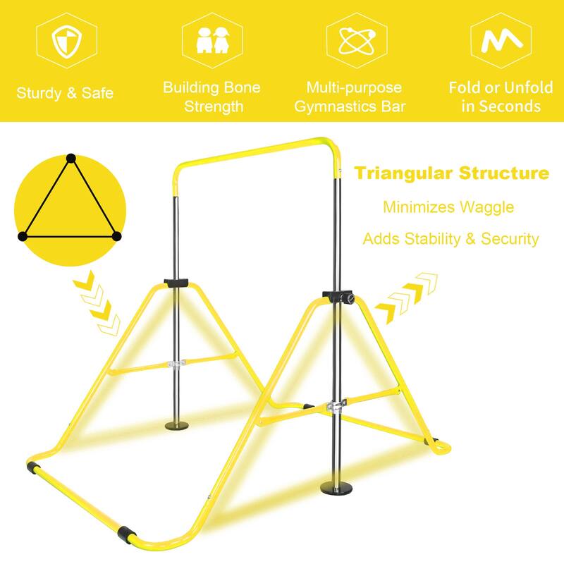 Roomfitters Multi-Functional Adjustable Height Horizontal Gymnastic Bar with Bear Rings