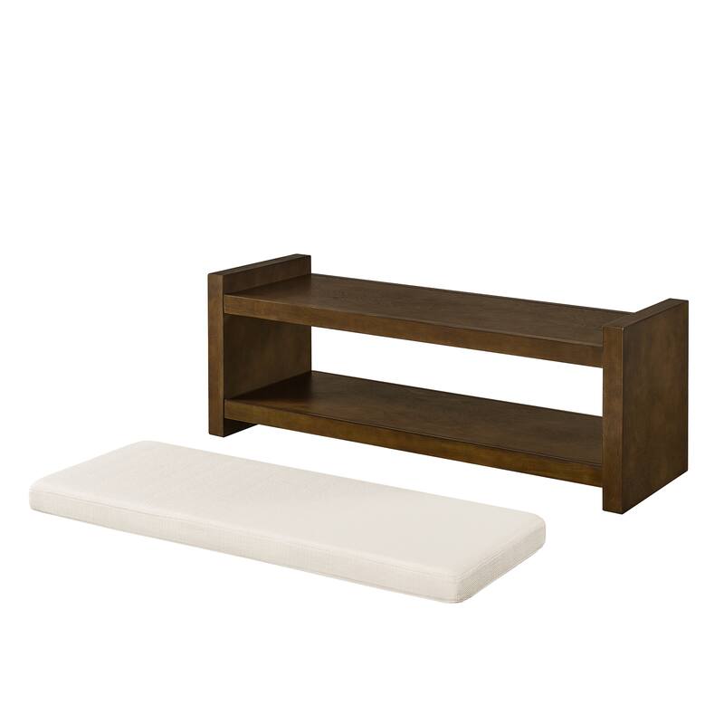 Homy Casa 47" / 40" Accent Bench with Storage, Padded Seating & Lower Shelf Shoe Rack